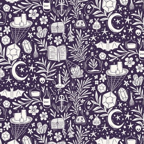 Witchy Vibes - spooky Halloween fun - deep purple ink - medium