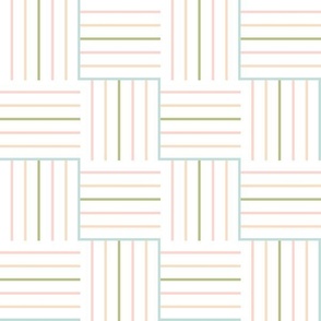 Woven Zig Zag Parquet || Pastel stripes  on White || Summer Camp Collection  by Sarah Price