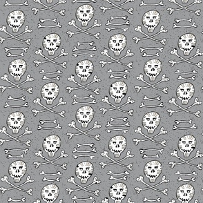 white skulls and crossbones on gray | medium