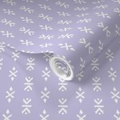 Abstract native indian mudcloth - spring plaid cloth aztec ethnic signs white on lilac