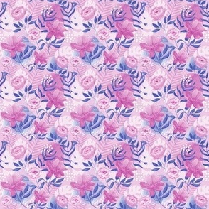 Tropical, Exotic Flowers, Palm and Monstera Leaves on the Pink Background Small