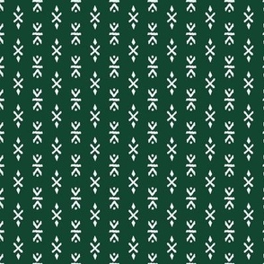 Abstract native indian mudcloth - Seasonal christmas plaid cloth aztec ethnic signs white on pine green