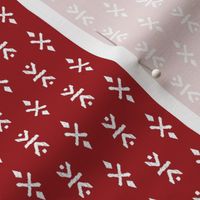 Abstract native indian mudcloth - Seasonal christmas plaid cloth aztec ethnic signs white on red