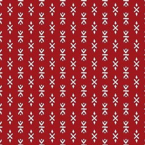 Abstract native indian mudcloth - Seasonal christmas plaid cloth aztec ethnic signs white on red