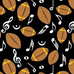 Small Brown Football White Music Notes Black