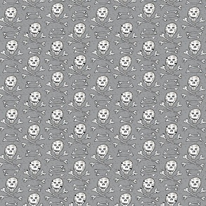 white skulls and crossbones on gray | small