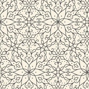 Scroll Snowflake Print - Ivory with Charcoal