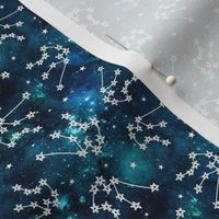 Small Scale Aquarius Constellations and Stars on Teal Galaxy