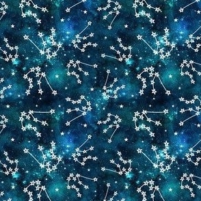 Small Scale Aquarius Constellations and Stars on Teal Galaxy