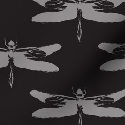 Dragonflies in Black & Grey for Nursery Wallpaper & Fabric
