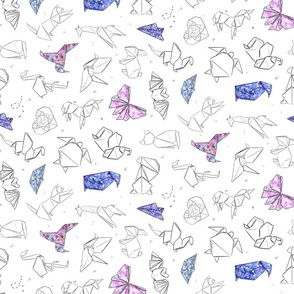 origami animal in pink and blue