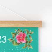 Hibiscus Garden Wall Calendar — White Lettering