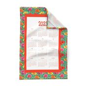 Hibiscus Garden Wall Calendar with Red Lettering Wall Hanging