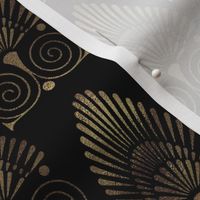 Elegant Luxury Art Deco Style Pattern Black Gold Smaller Scale