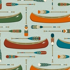 Canoes and Paddles Oars | Large Scale | Bright Colors | Camp and Coast 