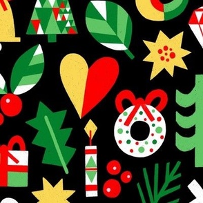 Fun Christmas Chunky Icons on black background