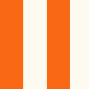 Cabana stripe - Bright Orange Tiger and creamy white - large orange candy stripe