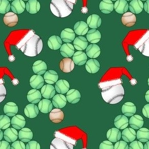 Baseball Christmas Tree Santa Hats Emerald Green