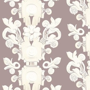 Floral Stripes in Regency Orchid and Ivory