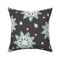 Snowflakes, Charcoal, Grey, Brown, Retro Christmas, jg_anchor_designs