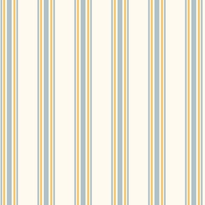 Small - Parma Gray and Semolina yellow stripes on cream - 5 stripes - classic coastal neutral wallpaper - Farmhouse ticking stripe