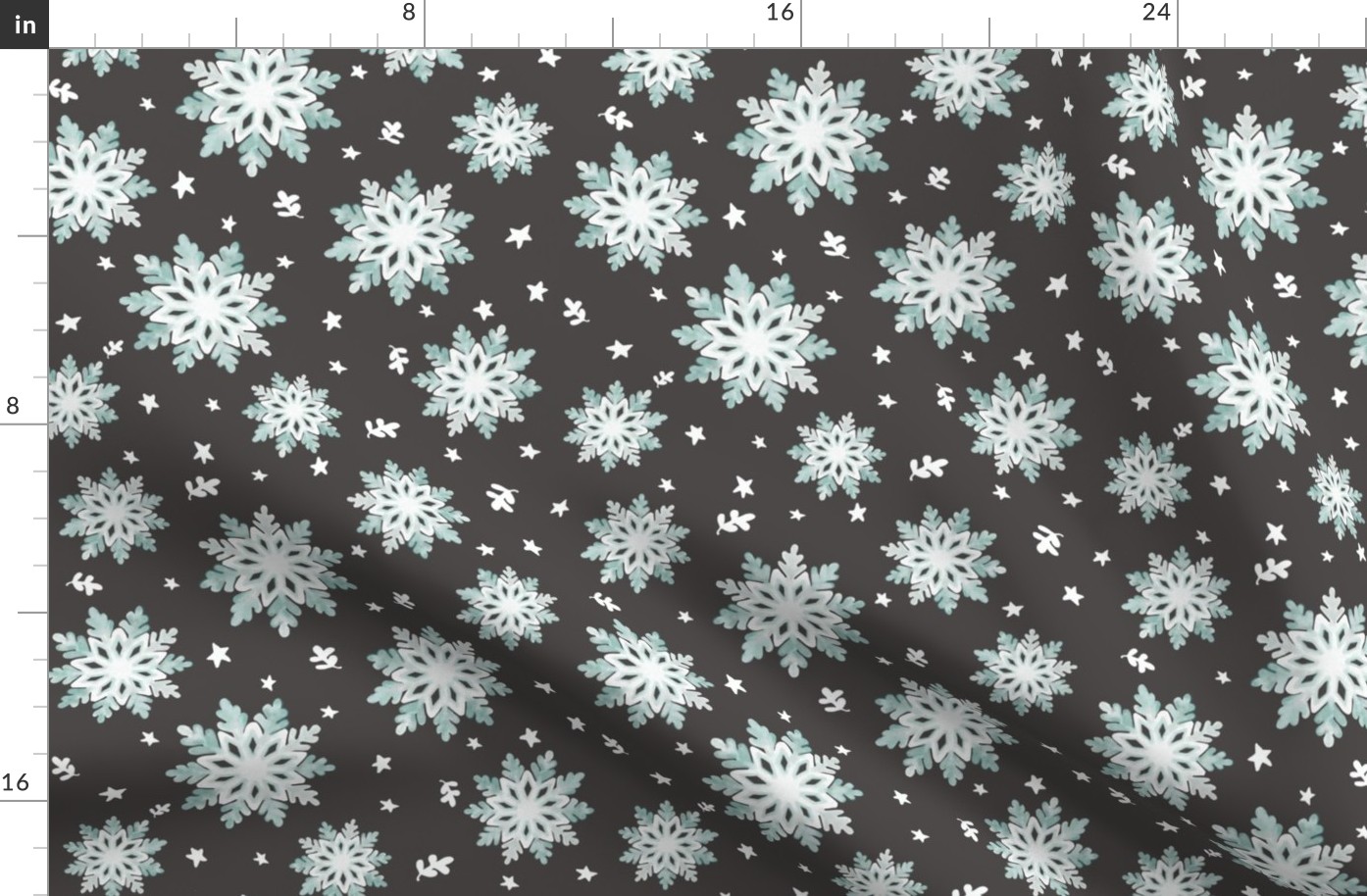 Snowflakes, Charcoal, Grey, Brown, Sea Glass, Blue, Retro Christmas, jg_anchor_designs