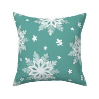 Snowflakes, Teal, Green, Sea Glass, Blue, Retro, Christmas, jg_anchor_designs