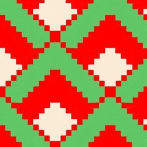 Christmas Knitted Pattern - red, green and cream