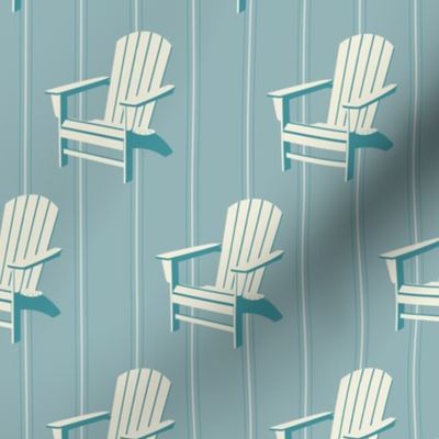 Adirondack Chair Stripe | Shore Blue | Large Scale | Coastal Camp Decor