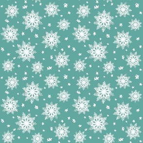 Snowflakes, Teal, Green, Sea Glass, Blue, Retro, Christmas, small, jg_anchor_designs