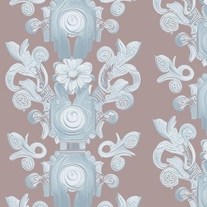 Floral Stripes in  Regency Orchid and French Blue