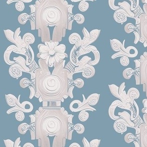 Floral Stripes in French Blue and Regency Orchid