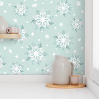 Snowflakes, Sea Glass, Blue, Teal, Retro, Christmas, jg_anchor_designs, small print