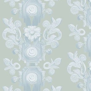 Floral Stripes in Regency Mint and French Blue