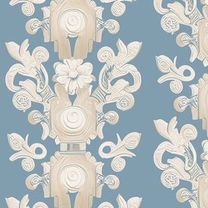 Floral Stripes French Blue and Regency Linen