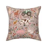 Farm days - animals and vegetables | Mink Grey | large scale 