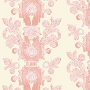 Floral Stripes in Rich Terra Cotta on Ivory