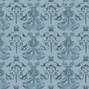Vases and Flourishes in French Blue - Dark on Light