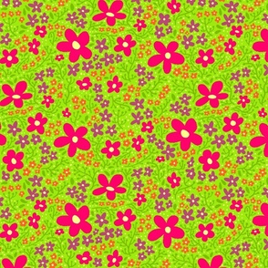 Lime Green and Pink Flower Power - Coordinate