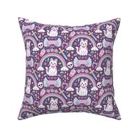 Kawaii gamer with cat - cute pink and purple kidult Japanese, Korean cartoon style - small