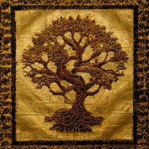 Ancient Gold on Brown Rustic Tree of LIfe by kedoki
