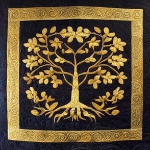 Ancient Rustic Blue and  Gold Tree of LIfe by kedoki