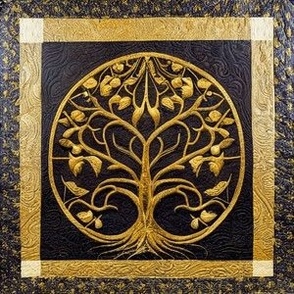 Ancient Rustic Blue Gold Tree of LIfe by kedoki