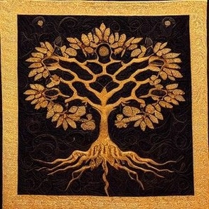 Ancient Rustic Gold Black Tree of LIfe by kedoki