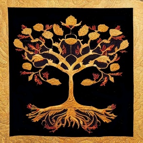 20 inch repeat Rustic Ancient Gold Black Tree of LIfe by kedoki