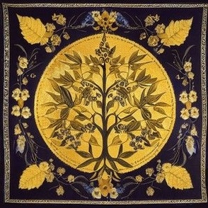 Tree of LIfe Gold Blue Embroidery by kedoki