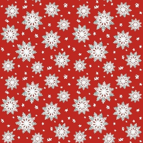 Snowflakes, Poppy, Red, Teal, Blue, Retro, Christmas, jg_anchor_designs
