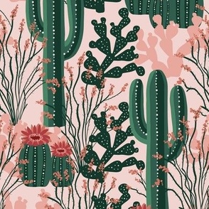 desert cactus party in green and pink - large size