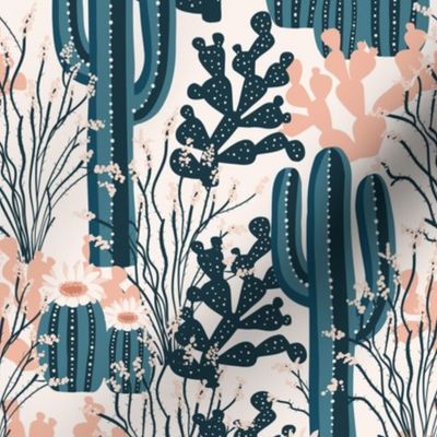desert cactus party in blue and pink - large size