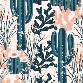 desert cactus party in blue and pink - large size